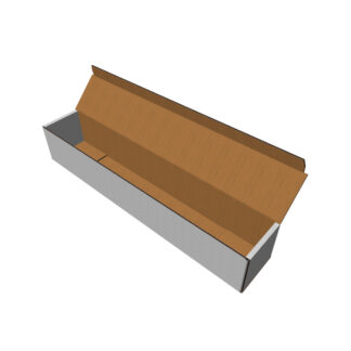 Bølgepapkasse, indre dim: 720 x 120, x 120 mm, 1-lags, B-flute, 3.000 mm, FEFCO 0421, hvid/brun, Poster box, bundt a 20 stk, palle a 800 stk, FSC Mix 70%