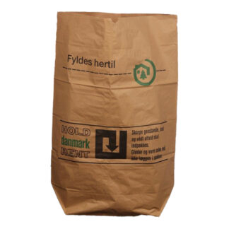 Papirsæk, 700 x 950 mm, sidefalset, Kraftpapir, Papir, limet, brun, Hold Danmark Rent, pakke a 50 stk, 2-lags vådstærk
