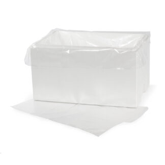 Foringsposer, 50 µm, 620 + 400 x 630 mm, LD-PE, klar, 2 gusset of 200mm, karton a 250 stk, Fødevaregodkendt