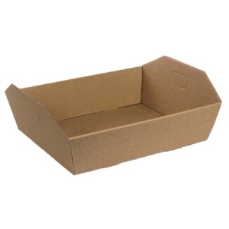 Gaveæske, udvendig dim: 340 x 290, x 100 mm, indre dim: 340 x 290 x 100 mm, 1-lags, B-flute, særligt design, med håndtag, brun, karton a 20 stk