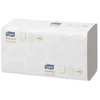 Papirhåndklæder ark, Tork, Premium Extra Soft, H2, hvid, 212mmx340mm, karton a 2100, FSC Mix Credit