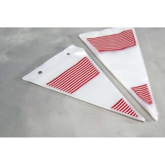 Spidspose, 40 µm, 240 x 400 mm, CPP, transparent, Red stripes, pakke a 1000 stk, Fødevaregodkendt