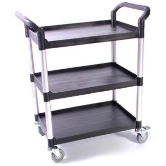 Rengøringsvogne, Trolley w/3 shelves, sort/alu
