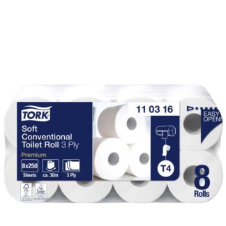 Toiletpapir, Tork, Premium, T4, 3 lag, hvid x 29.50m, kasse a 72 ruller, FSC Mix Credit