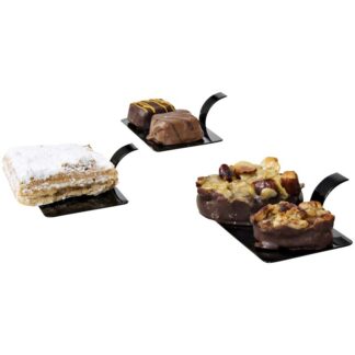 Kagepalet, Rektangulær, 100x55mm, W/handle, PS, sort, pakke a 100 stk