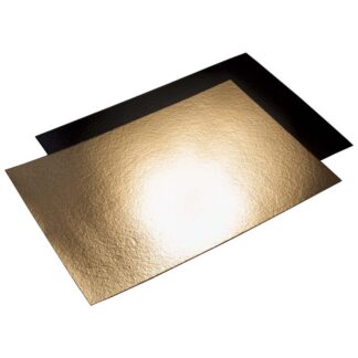 Kagepap, Rektangulær, 290x400mm, kraft/PE, guld/sort, pakke a 25 stk, Kraftig