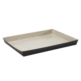 Bageform, Firkantet, 384 x 284 x 35 mm, Board/PET, lamineret, sort, pakke a 50 stk, F/oven, Fødevaregodkendt
