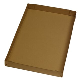 Bølgepap låg, indre dim: 595 x 392, x 50 mm, 1-lags, B-flute, 3.000 mm, FEFCO 0304, brun, bundt a 20 stk, palle a 1040 stk, FSC Mix 70%