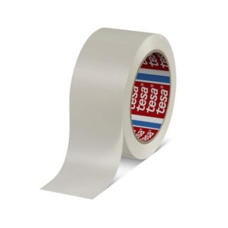 Pakketape, TESA 4100, rillet, 50 mm, x 66.00 m, 65 µm, kernediameter: 76 mm, Rulle, PVC, Solvent, low noise, hvid, pakke a 6 ruller, palle a 1584 ruller