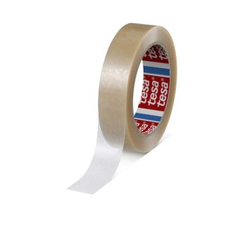 Pakketape, TESA 4124, 25 mm x 66.00 m, 65 µm, kernediameter: 76 mm, Rulle, PVC, Solvent, transparent, kasse a 12 ruller, palle a 2880 ruller