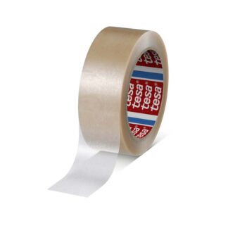 Pakketape, TESA 4124, 38 mm x 66.00 m, 65 µm, kernediameter: 76 mm, Rulle, PVC, Solvent, transparent, kasse a 48 ruller, palle a 1920 ruller