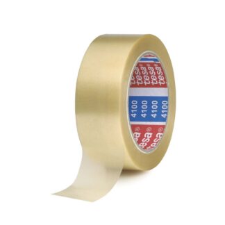 Pakketape, TESA 4100, rillet, 38 mm, x 66.00 m, 65 µm, kernediameter: 76 mm, Rulle, PVC, Solvent, low noise, transparent, pakke a 8 ruller, palle a 3168 ruller
