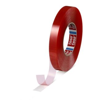 Dobbeltklæbende tape, TESA 4965, 19 mm, x 50.00 m, samlet tykkelse 205 µm, kernediameter: 76 mm, Rulle, PET, Akryl, rød, pakke a 16 ruller, palle a 1536 ruller