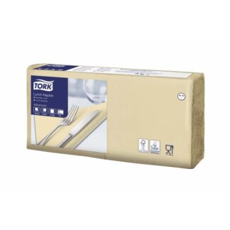 Frokostservietter, Tork, Advanced, 1/4-fold, 3 lag, beige, 326mmx330mm, 16g/m2, karton a 1500 stk, FSC Mix Credit