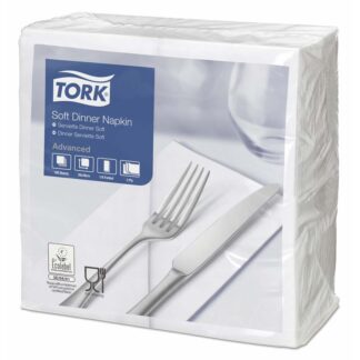 Middagsservietter, Tork, Advanced, 1/8-Fold, 3 lag, hvid, 390mmx390mm, karton a 1200 stk, FSC Mix Credit