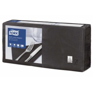 Frokostservietter, Tork, Advanced, 1/4-fold, 3 lag, sort, 326mmx330mm, 16g/m2, karton a 1500 stk, FSC Mix Credit