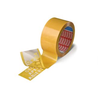 Pakketape, TESA 64007, Tyverisikrende virkning, 48 mm x 50.00 m, samlet tykkelse 62 µm, kernediameter: 76 mm, Rulle, PP, Akryl, transparent/gul, kasse a 6 ruller, palle a 1440 ruller