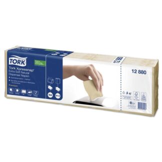 Servietter til dispenser, Tork, N4, 2-fold Natur Premium, 2 lag, natur, 165mmx213mm, pakke a 8000 stk, FSC Recycled Credit