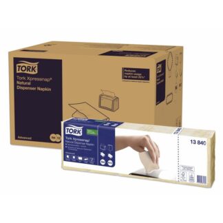 Servietter til dispenser, Tork, N4, 2-fold adv. environment logo, 1 lag, natur, 330mmx213mm, 19g/m2, pakke med 9000 stk, FSC Recycled Credit