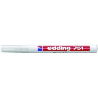 Paintmarker, Edding, PAINT 751, 1-2MM, Rund spids, hvid, permanent