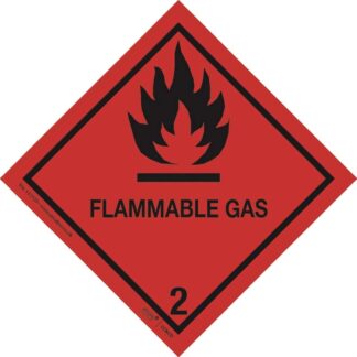 Etiketter, Firkantet, Udvendig vikling, 100.00 x 100.00 mm, kraft/PE, Permanent, Rød, 2.1 FLAMMABLE GAS, rulle a 250 etiketter