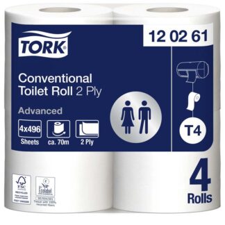 Toiletpapir, Tork, Advanced, T4, hvid, x 69.44m, kasse a 24 ruller, FSC Recycled Credit
