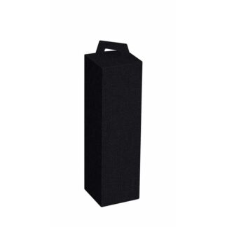 Gaveæske til vin, udvendig dim: 90 x 90, x 330 mm, indre dim: 90 x 90 x 330 mm, 1-lags, B-flute, særligt design, med håndtag, sort, 1 fl., pakke a 50 stk