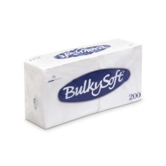 Frokostservietter, BulkySoft, 1/4-fold, 1 lag, hvid, 330mmx330mm, 19g/m2, pakke a 200 stk