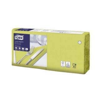 Frokostservietter, Tork, Advanced, 1/4-fold, 3 lag, lime, 330mmx330mm, pakke a 1500 stk, FSC Mix Credit