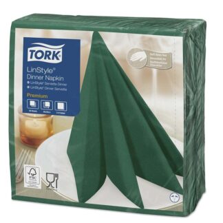 Middagsservietter, Tork, Linstyle, 1/4-fold Mountain Pine Green, 1 lag, grøn, 390mmx390mm, 55g/m2, pakke a 50 stk, FSC Mix Credit