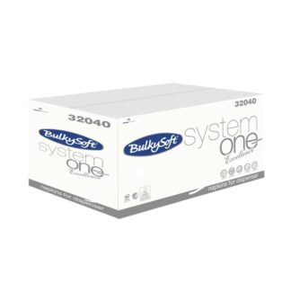 Servietter til dispenser, BulkySoft, Excellence, 2-fold System One Excellent, 2 lag, hvid, 160mmx210mm, karton a 4000 stk