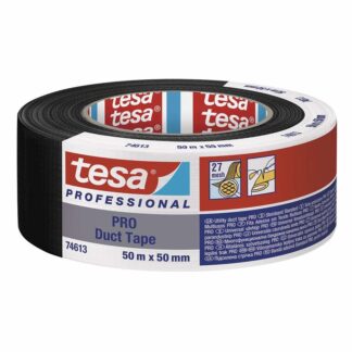 Gaffatape, TESA 74613, 50 mm x 50.00 m, samlet tykkelse 175 µm, kernediameter: 76 mm, Rulle, polyethylen, Syntetisk gummi, sort, pakke a 6 ruller, palle a 768 ruller