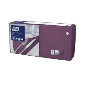 Frokostservietter, Tork, Advanced, 1/4-fold, 3 lag, lilla, 330mmx330mm, karton a 1500 stk, FSC Mix Credit