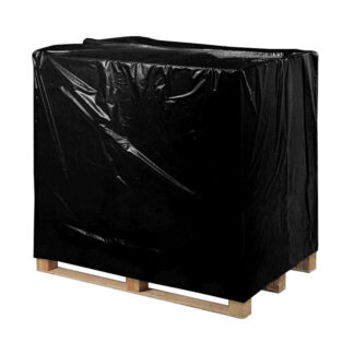Plasthætte, 45 µm, 1200 + 900 x 1500 mm, LD-PE, sort, 2 fals på 450mm, rulle a 50 stk