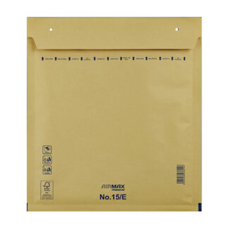 Boblepose, 15/E, 240 x 275 mm, indre dim: 265 x 220 mm, Kort side åben, peel&seel, Skræl og forsegl, brun, vægt: 0.039 kg, pakke a 100 stk, palle 24 pakker, FSC Mix Credit
