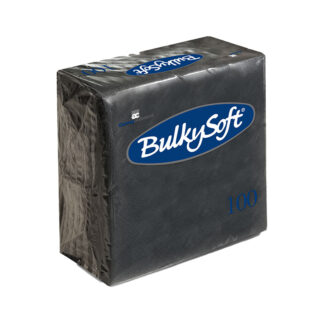 Kaffeservietter, BulkySoft, 1/4-fold, 2 lag, sort, 240mmx240mm, pakke a 100 stk