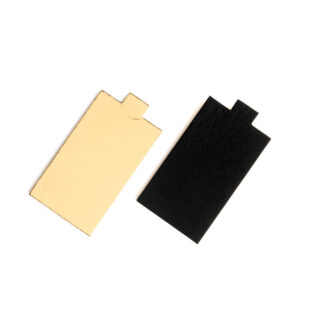 Kagepap, Rektangulær, 95x56mm, W/handle, Board/PET, guld/sort, pakke a 200 stk