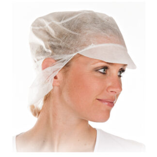 Engangs hårnet, Peaked snood cap, Non-woven, hvid, pakke a 500 stk
