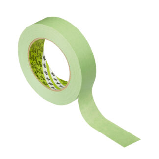 Afdækningstape, Scotch 3030, 24 mm, x 50.00 m, samlet tykkelse 19 µm, kernediameter: 76 mm, håndrulle, Papir, Naturgummi, grøn, pakke a 9 ruller, kasse a 36 ruller