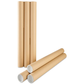 Paprør, indvendig diameter 50.0 mm, længde: 3100 mm, vægtykkelse: 2.000 mm, træfibre, brun, hvidt plastlåg, vægt: 0.063 kg, pakke a 100 stk