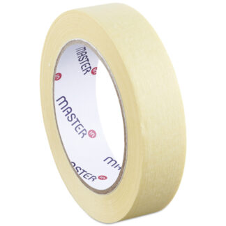 Afdækningstape, 80 grader C varmebestandig, 25 mm, x 50.00 m, samlet tykkelse 132 µm, kernediameter: 76 mm, håndrulle, crepepapir, Solvent, beige, Uden tryk, kasse a 36 ruller, palle a 3888 ruller