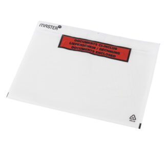 Følgeseddellommer, C5, 240 x 185 mm, transparent, red-black printed Packing list, genanvendt LDPE, karton a 1000 stk, FSC Mix Credit