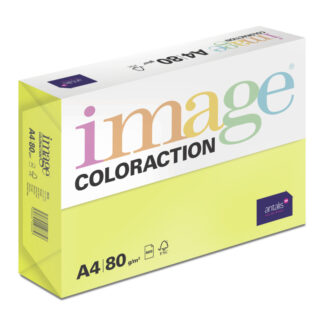 Image, Coloraction, Ibiza/néon yellow, Kopipapir, træfri ECF, 80g/m2, 210mm, x 297mm, A4, Smal bane, pakke a 500 ark, FSC Mix Credit EU-miljømærke