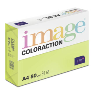 Image, Coloraction, Rio/Néon green, Kopipapir, træfri ECF, 80g/m2, 210mm, x 297mm, A4, Smal bane, pakke a 500 ark, FSC Mix Credit EU-miljømærke