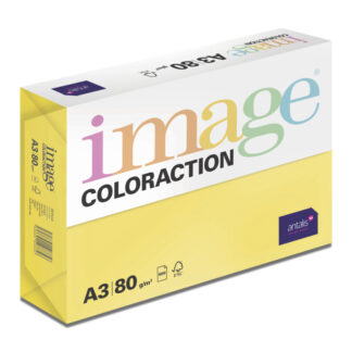 Image, Coloraction, Sevilla/Dark Yellow, Kopipapir, træfri ECF, 80g/m2, 420mm, x 297mm, A3, Bred bane, pakke a 500 ark, FSC Mix Credit EU-miljømærke
