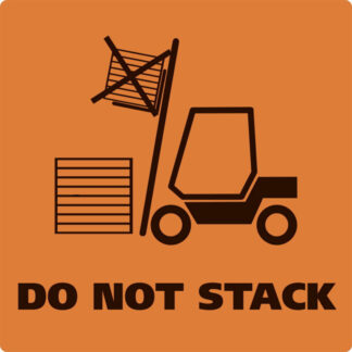 Etiket, Firkantet, glat, 100.00, x 100.00 mm, træfri, Permanent, orange, Trykt DO NOT STACK, rulle a 250 etiketter