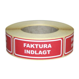 Etiketter, Firkantet, Udvendig vikling, 24.00 x 64.60 mm, kraft/PE, Permanent, Rød, Faktura indlagt, rulle a 500 etiketter