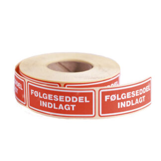 Etiketter, Firkantet, Udvendig vikling, 24.00 x 64.60 mm, kraft/PE, Permanent, Rød, Følgeseddel indlagt, rulle a 500 etiketter