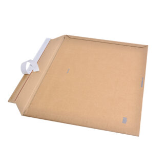 Bølgepap kuvert, Suprawell, 665 x 490 mm, Pose, Åbning af stor side, trapezformet flap, selvklæbende lukning, afrivnin, 1-lags, Kraftliner B-flute, brun, vægt: 0.300 kg, batch a 25 stk, palle a 650 st