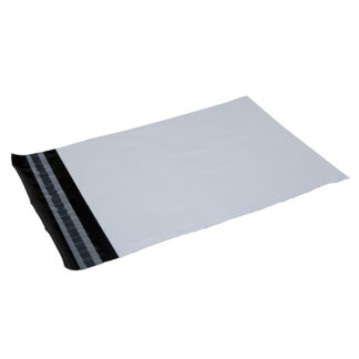 Coex Forsendelsespose, 50 µm, 340 x 420 mm, genanvendt LDPE, sort/hvid, permanent tape lukning, pakke a 100 stk